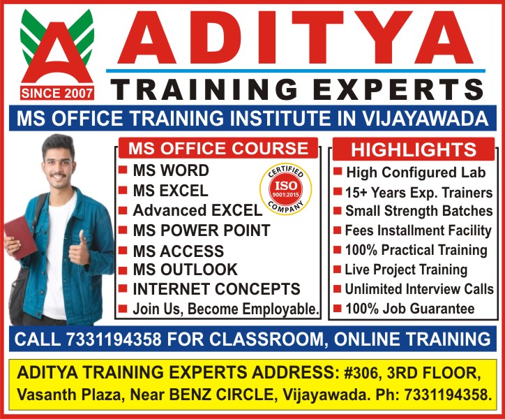 MS Office Training in Vijayawada, MS Office Institutes Vijayawada