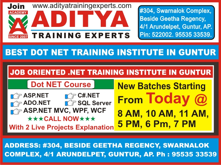 Dot Net Course in Guntur - Best Dot Net Training Institute in Guntur @ Aditya Training Experts